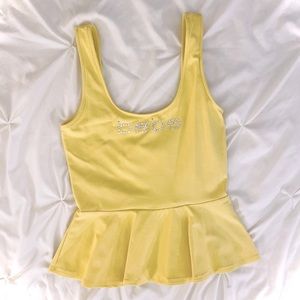 BEBE  logo Yellow  Dress Shirt size women’s Large